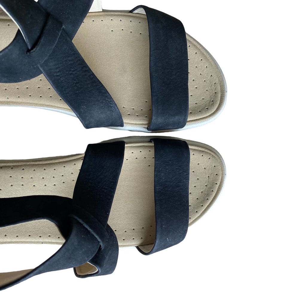 ECCO Black Velvet Suede Comfy Sandals Womens Size 8/8.5 (39) - Picture 2 of 14